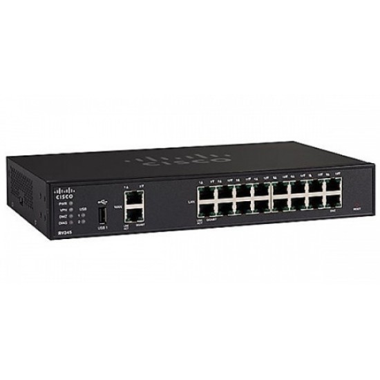 Router Cisco Gigabit Ethernet con Firewall RV345-K9-NA, 16 Puertos RJ-45 10/100/1000Mbps, Tecnologías 3G/4G Redes moviles