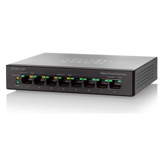 Switch Cisco Fast Ethernet SF110D-08HP-NA NO ADMINISTRABLE 8 Puertos RJ-45 10/100Mbps