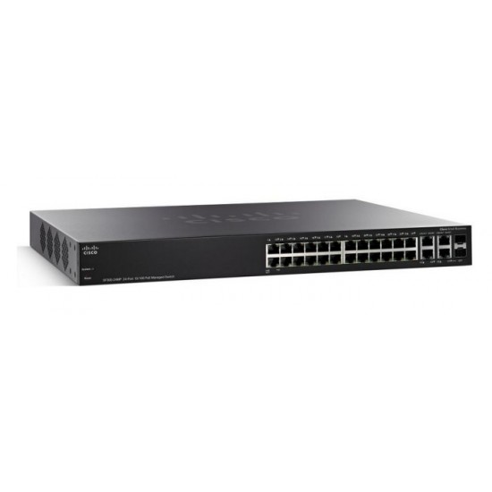 Switch Cisco Fast Ethernet PoE SF300-24MP-K9-NA ADMINISTRABLE 26 Puertos RJ-45 10/100Mbps, 2 Puertos SFP