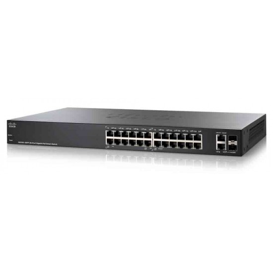 Switch Cisco Gigabit Ethernet PoE SG200-26FP-NA NO ADMINISTRABLE 26 Puertos RJ-45 10/100/1000Mbps, 2 Puertos SFP