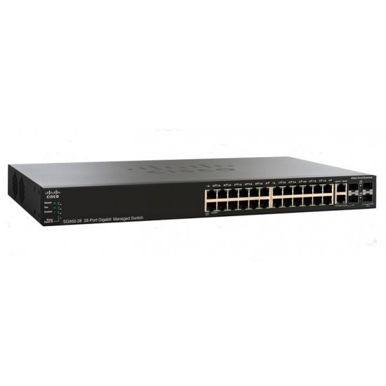 Switch Cisco Gigabit Ethernet SG350-28-K9-NA ADMINISTRABLE 24 Puertos RJ-45 10/100/1000Mbps, 2 Puertos SFP