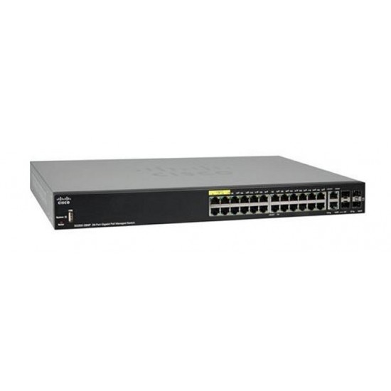 Switch Cisco Gigabit Ethernet PoE SG350-28MP-K9-NA ADMINISTRABLE 24 Puertos RJ-45 10/100/1000Mbps, 2 Puertos SFP